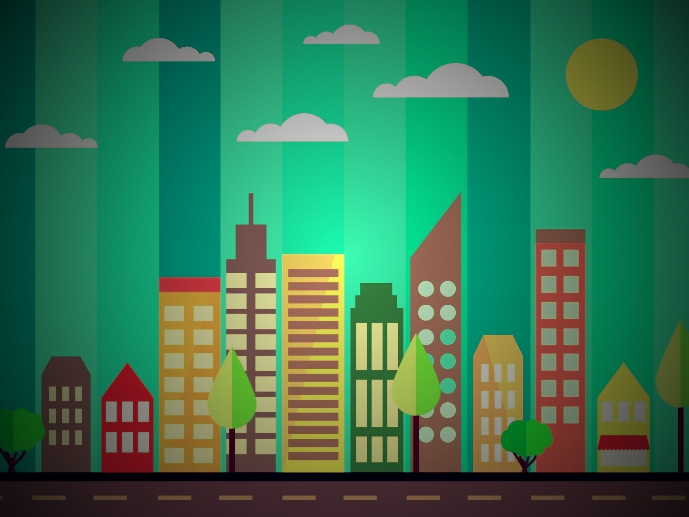 Векторный рисунок города обои