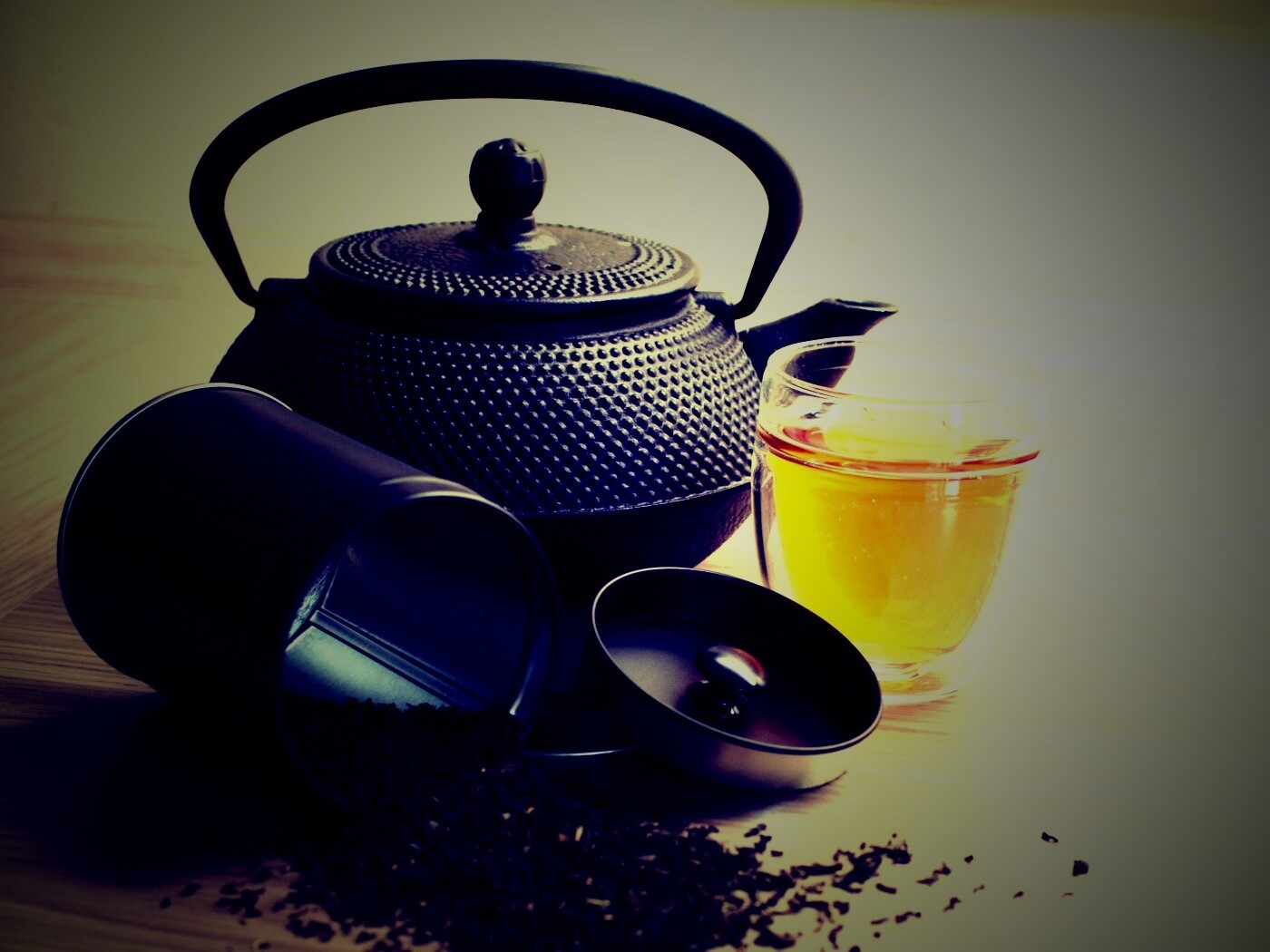 Черный чайный набор обои