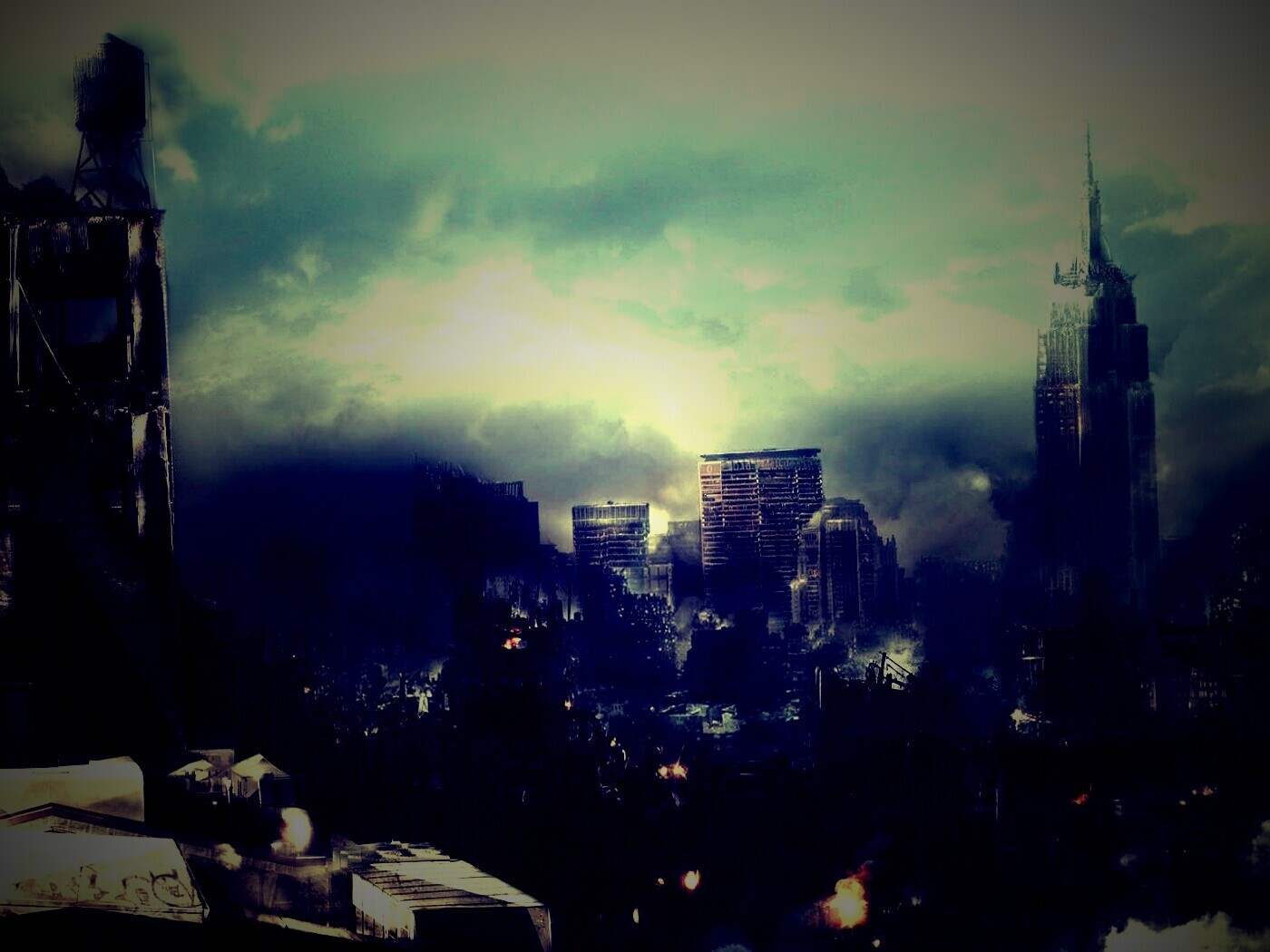 Город после ядерного взрыва обои