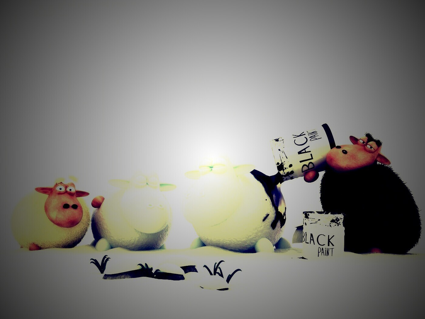 Овечки лепят снеговиков обои