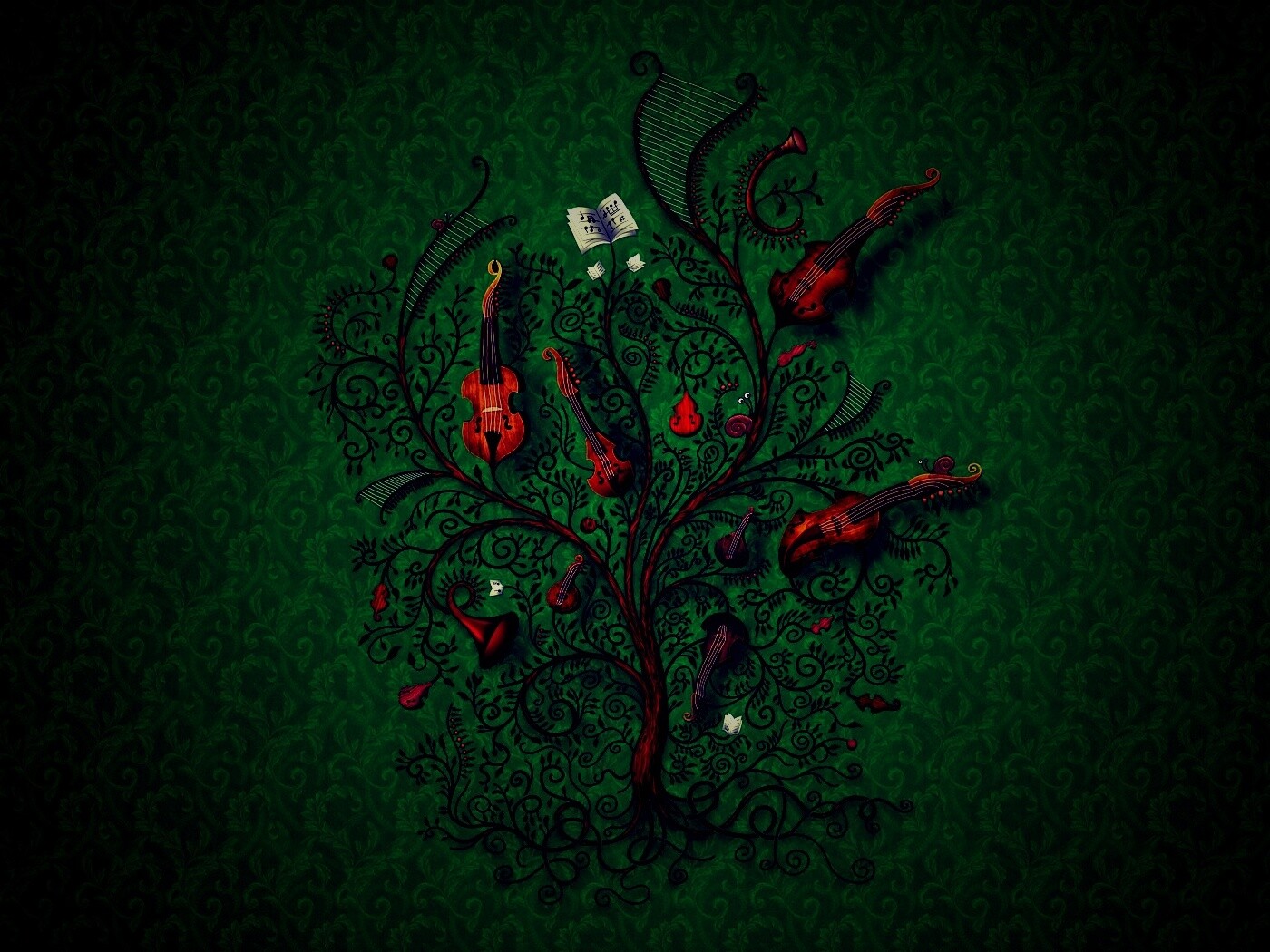 Музыкальное дерево обои
