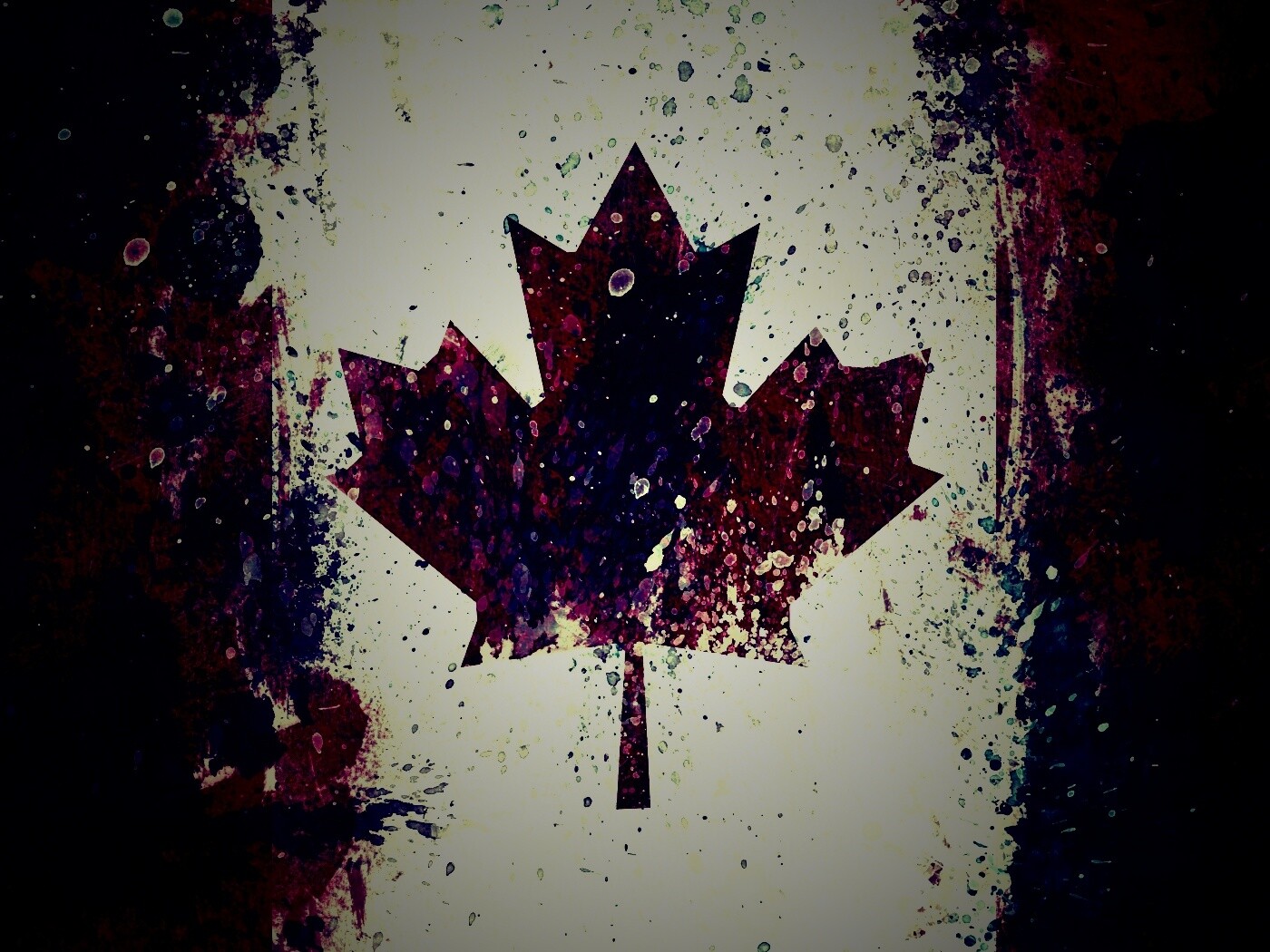 Флаг Канады нарисованный краской обои