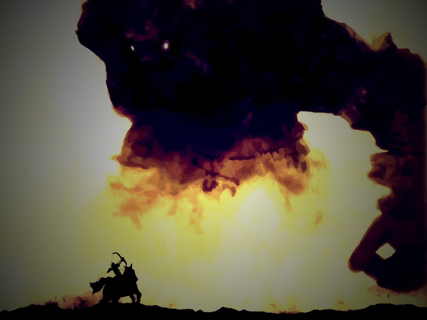 Всадник и огромный голем обои