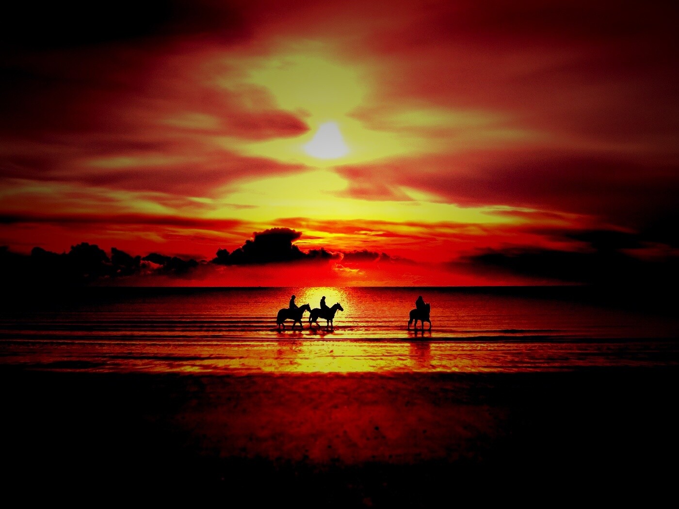 Наездники на закате обои