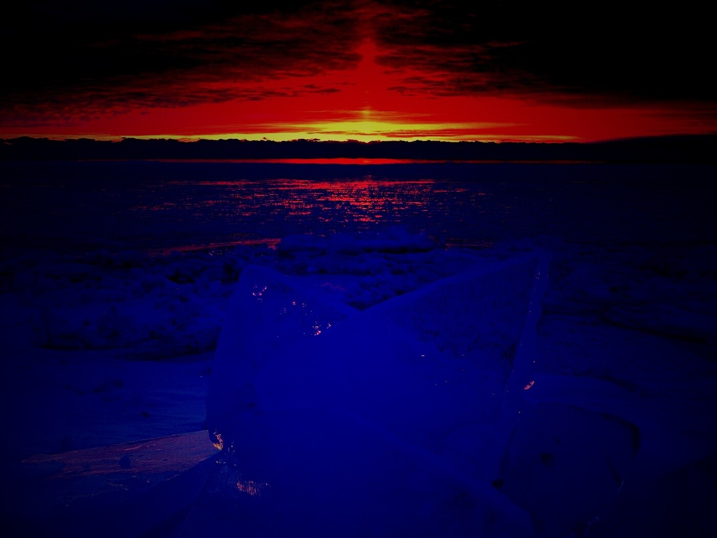 Река на закате обои