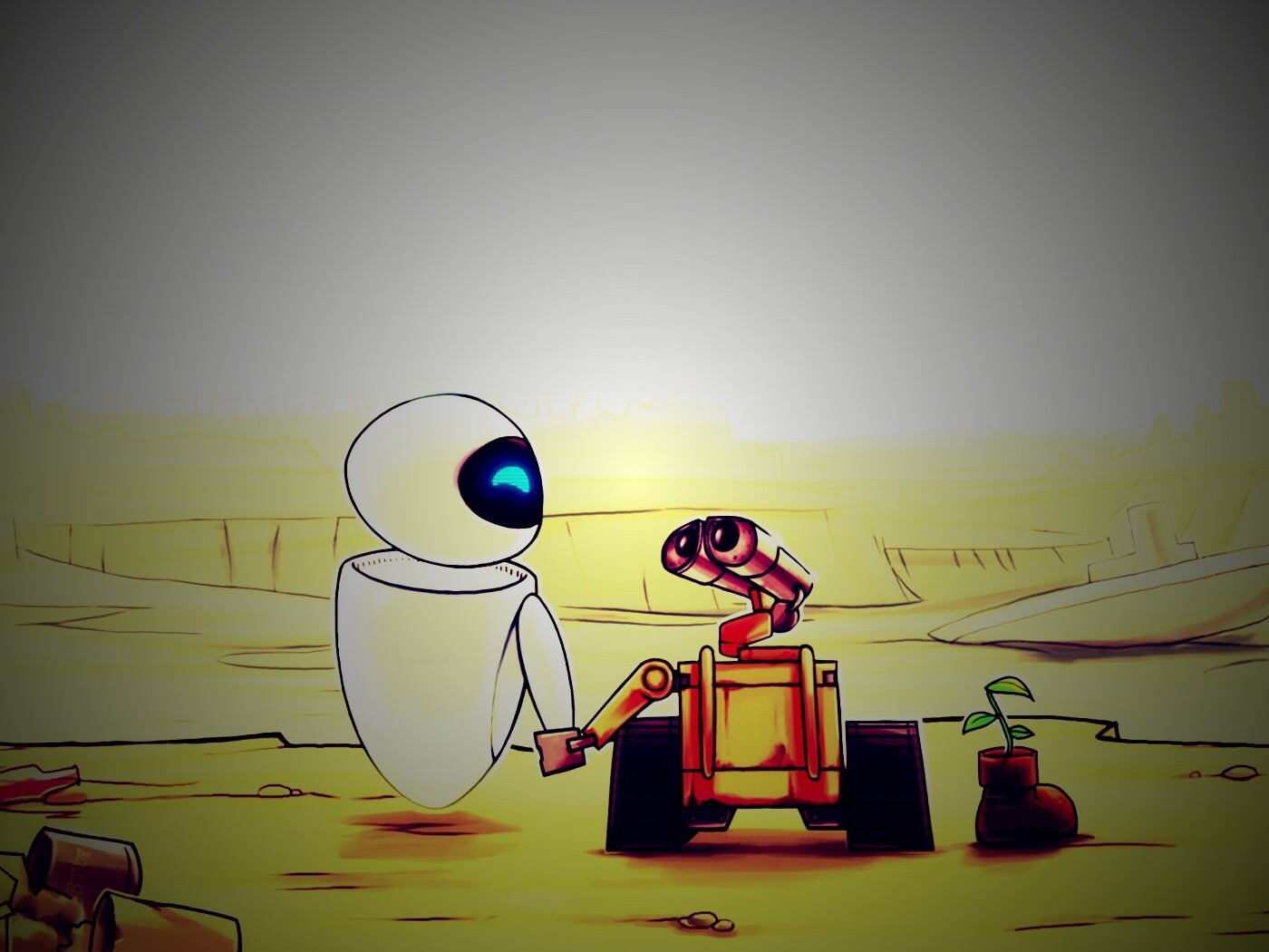 WALL-E и Ева обои