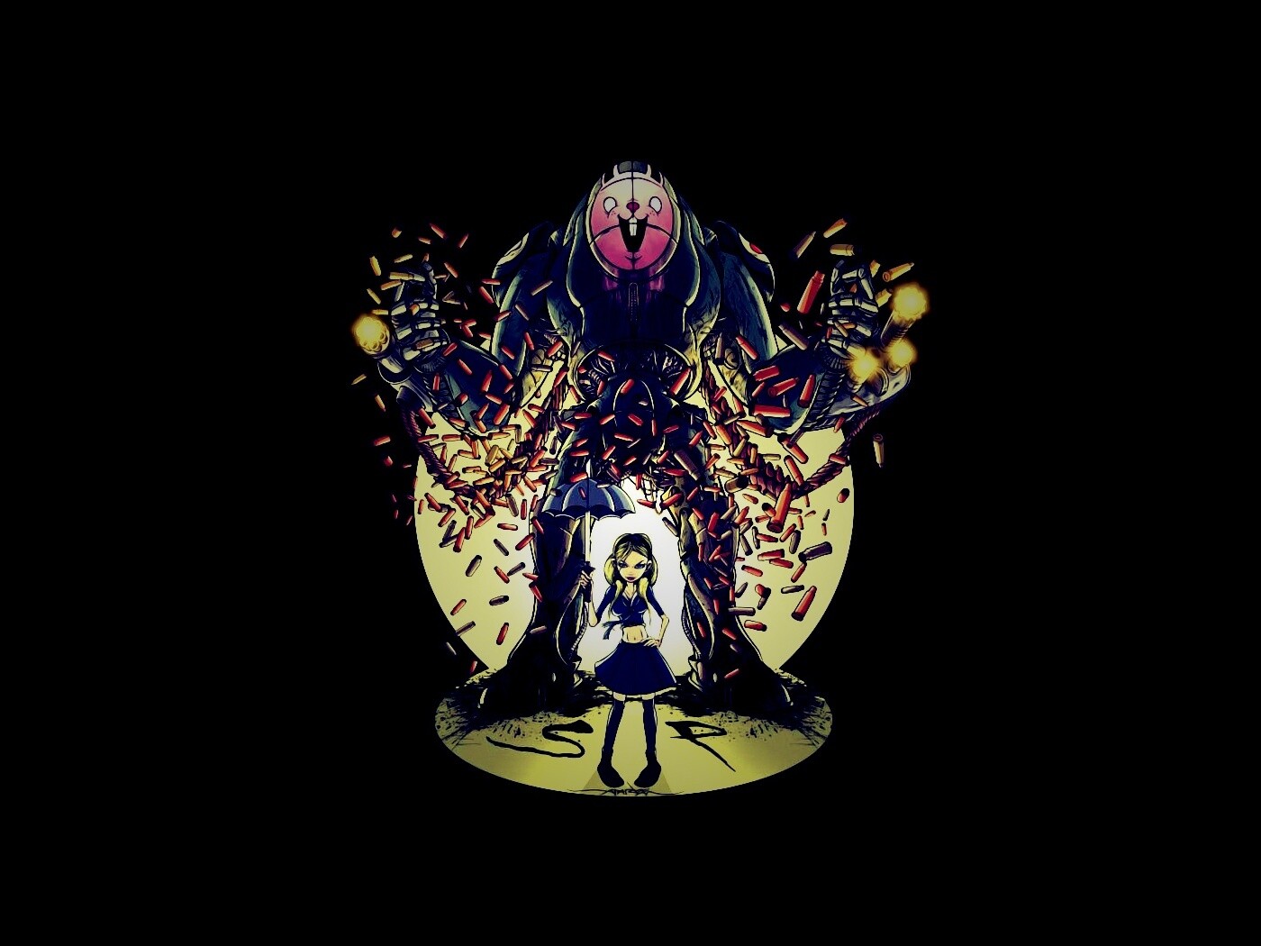 Куколка и боевой робот обои