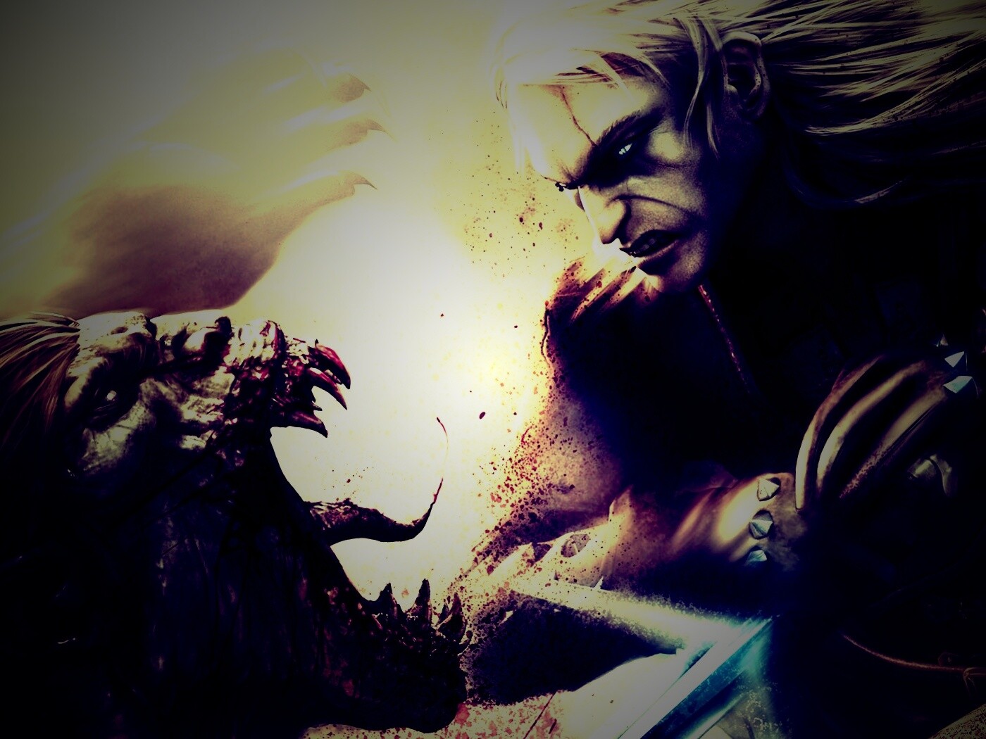 Ведьмак против  стрыги обои