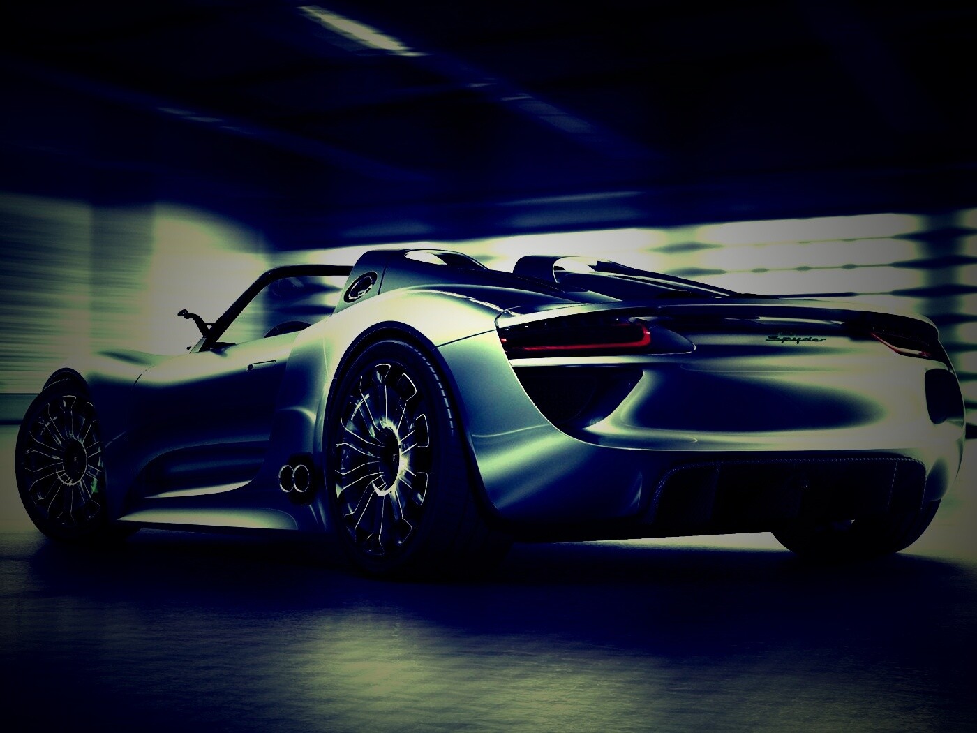 Porsche 918 Spider вид сзади обои