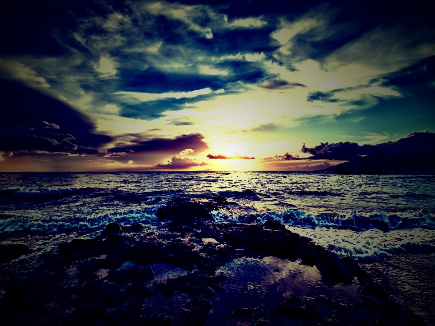 Закат на море обои