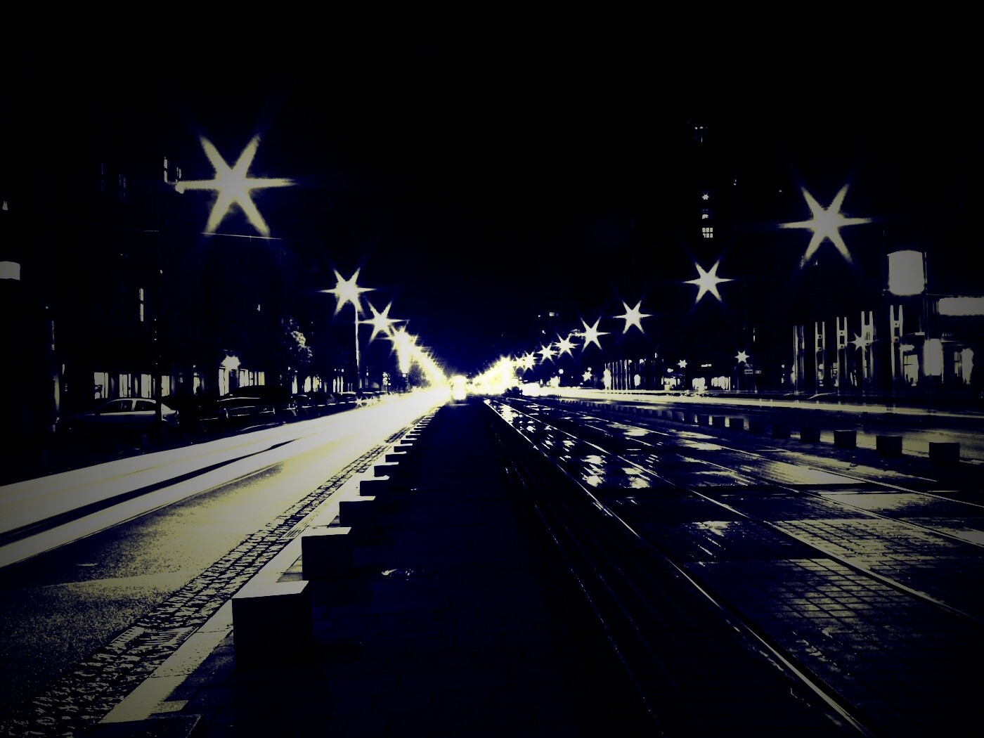 Мгновение на улице ночного города обои