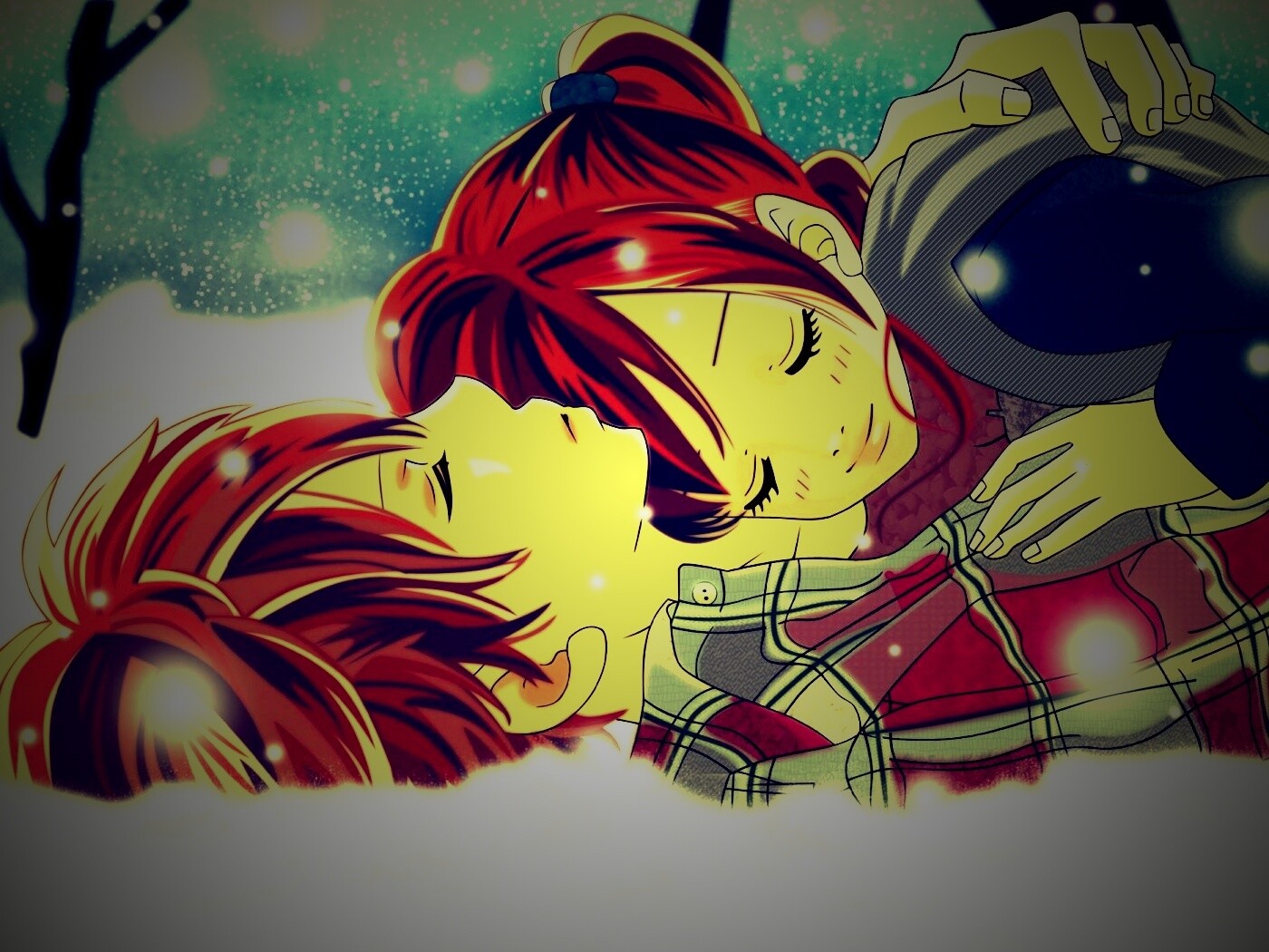 Двое на снегу из Bokura Ga Ita обои