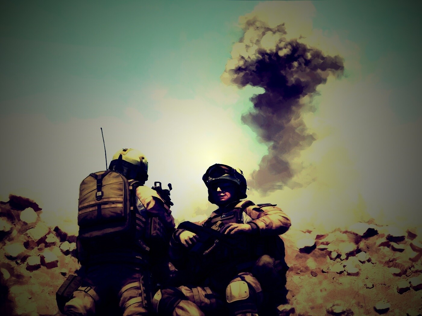 Солдаты в пустыне обои