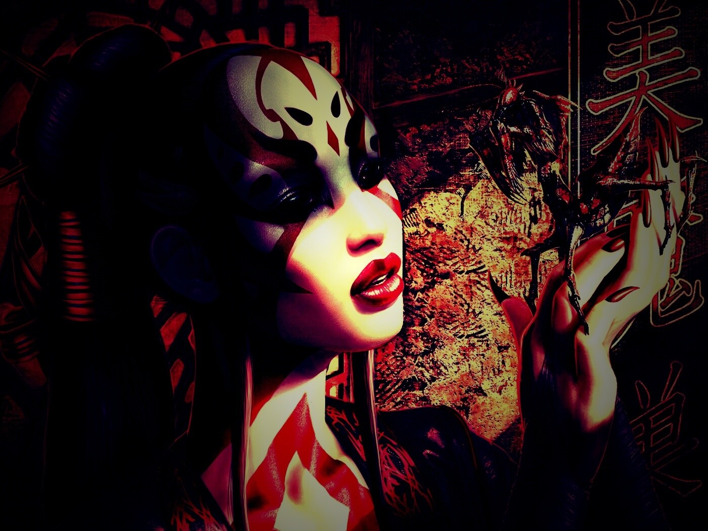 Девушка и богомол обои