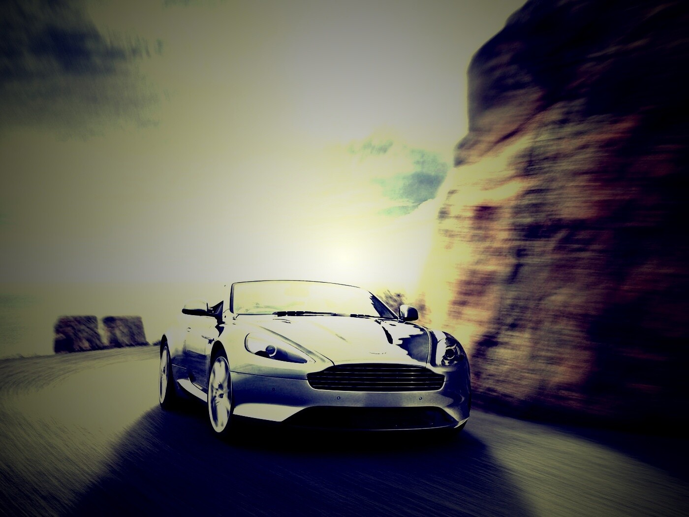 Aston Martin на повороте обои