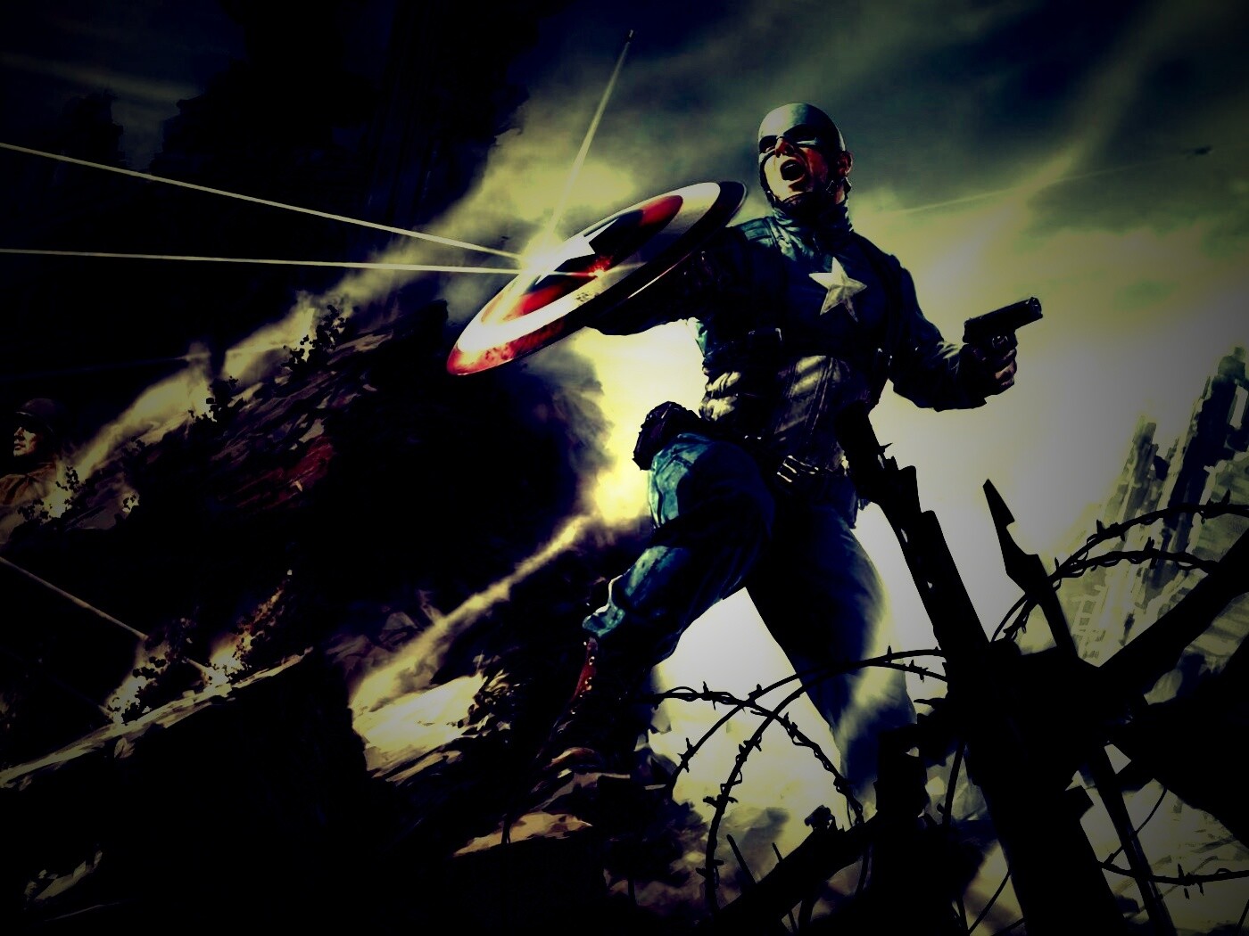 Капитан Америка на баррикадах обои