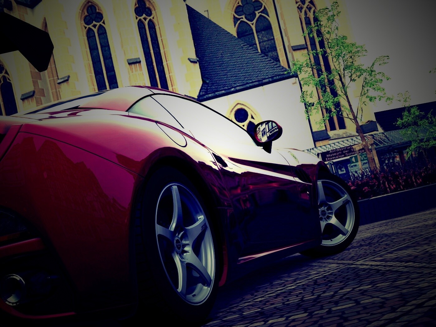 Ferrari на мостовой обои