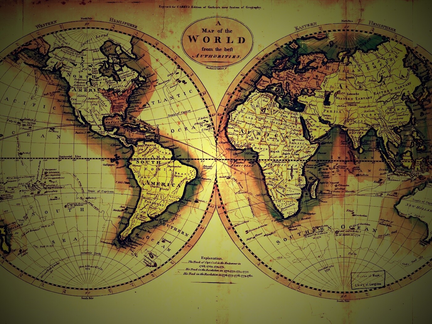 Старинная карта мира обои