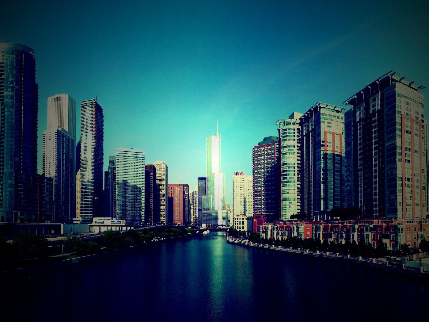 Вид на Чикаго обои