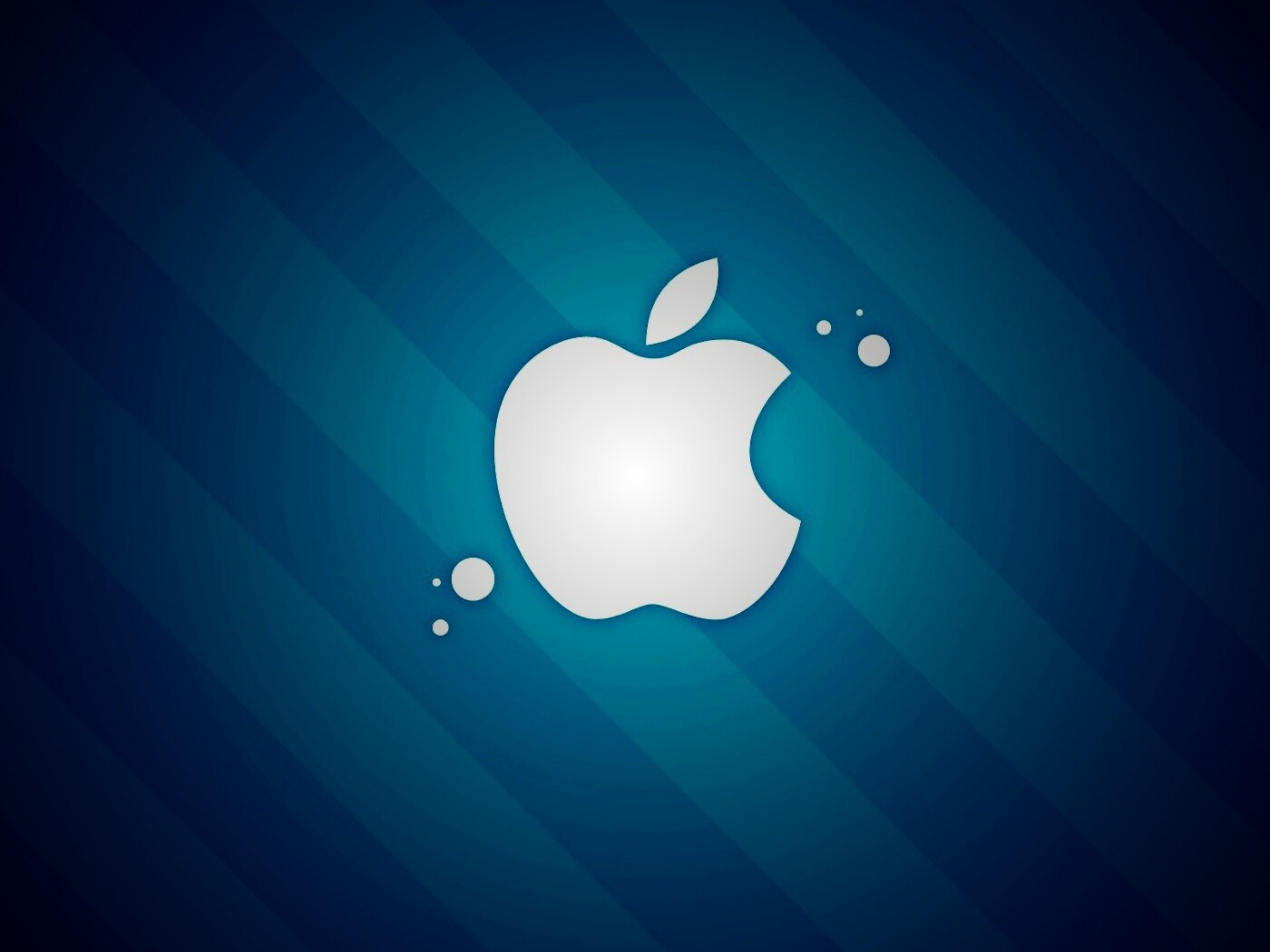 Логотип Apple на фоне голубых полос обои