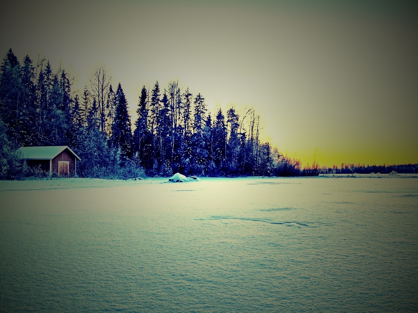 Зимний закат обои