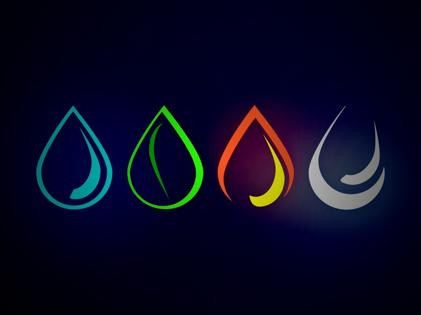 Четыре стихии в каплях обои