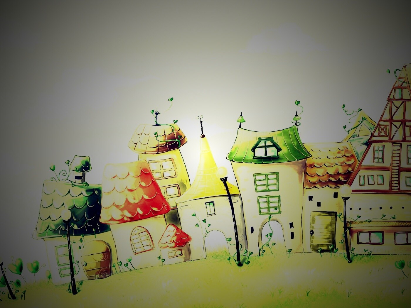 Мультяшный городок обои