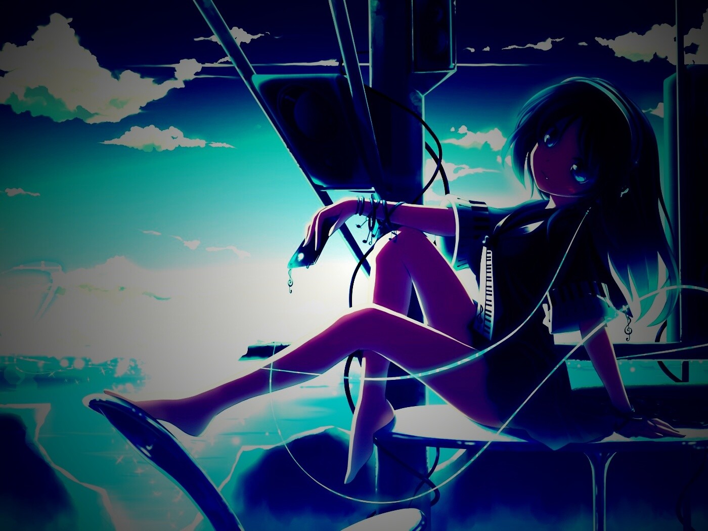 Девочка с плеером обои