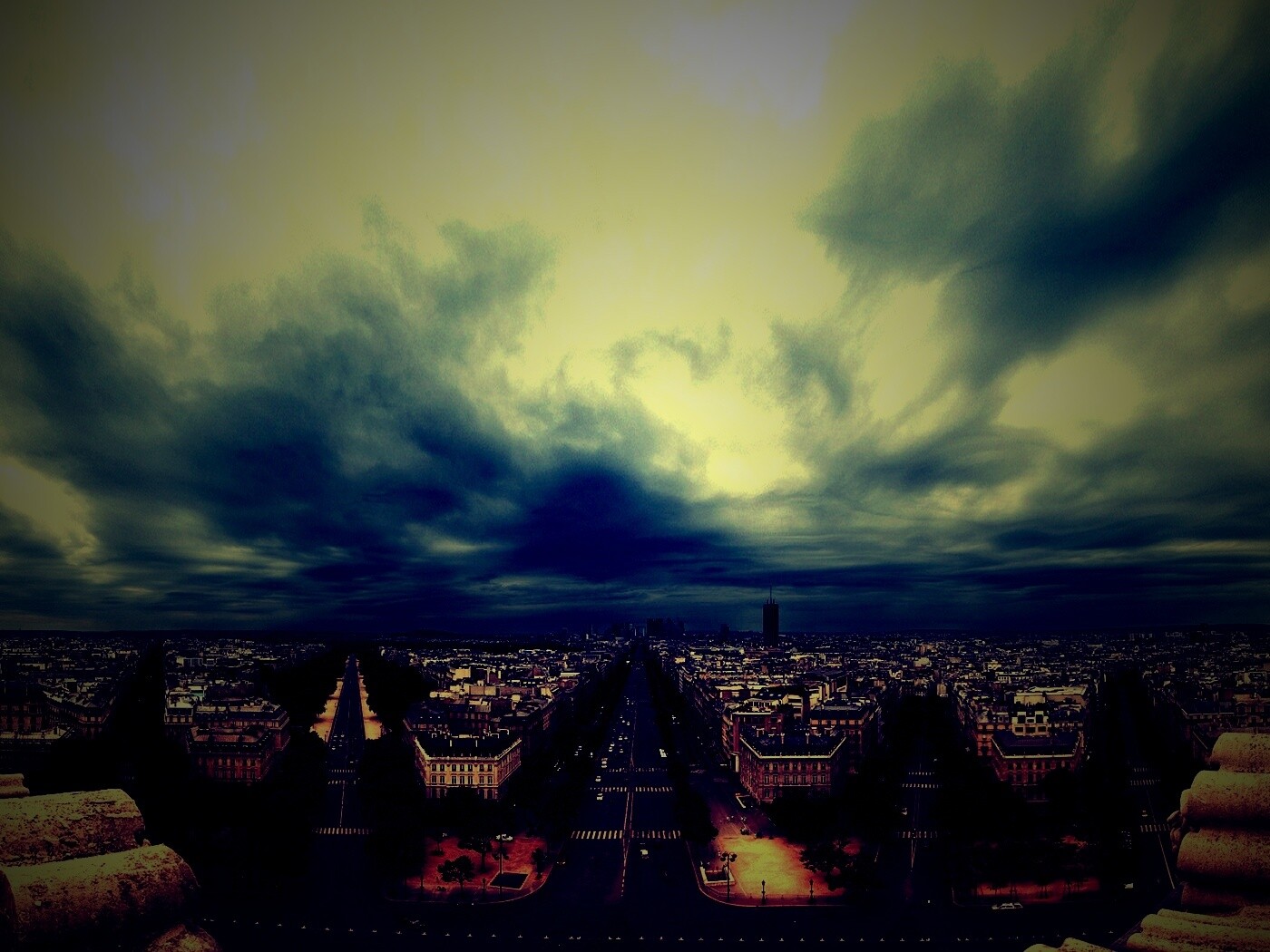 Париж широкоугольным объективном обои