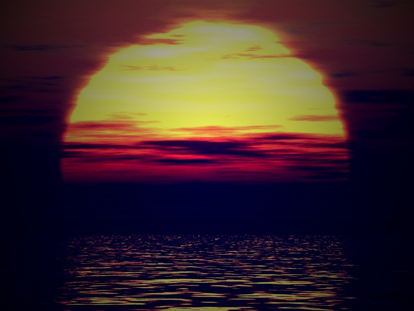 Закат над морской гладью обои