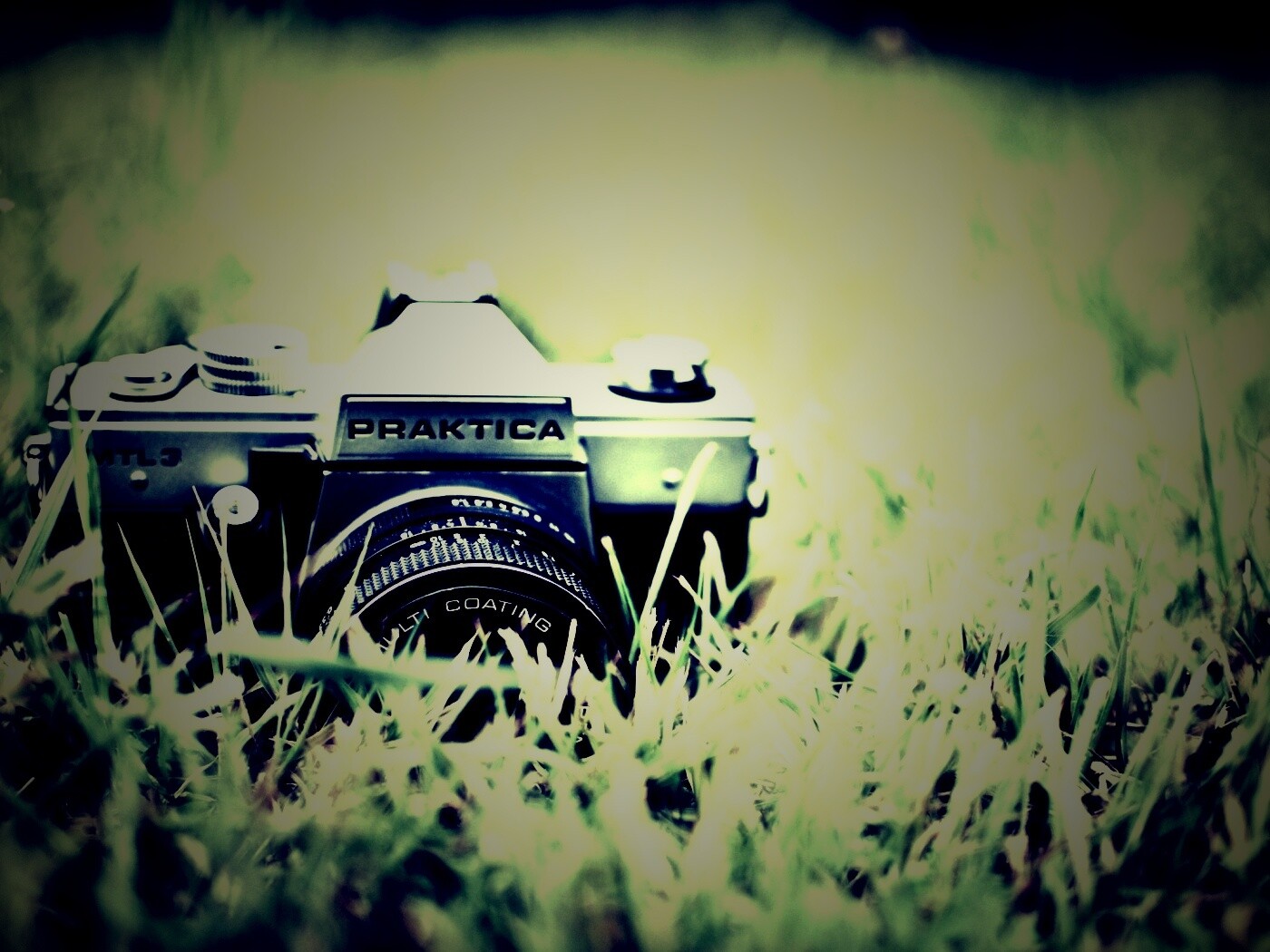 Фотоаппарат Praktica в траве обои