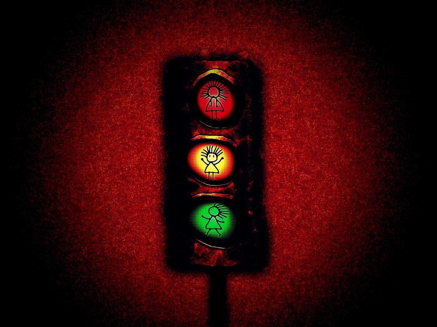 Нарисованный светофор обои