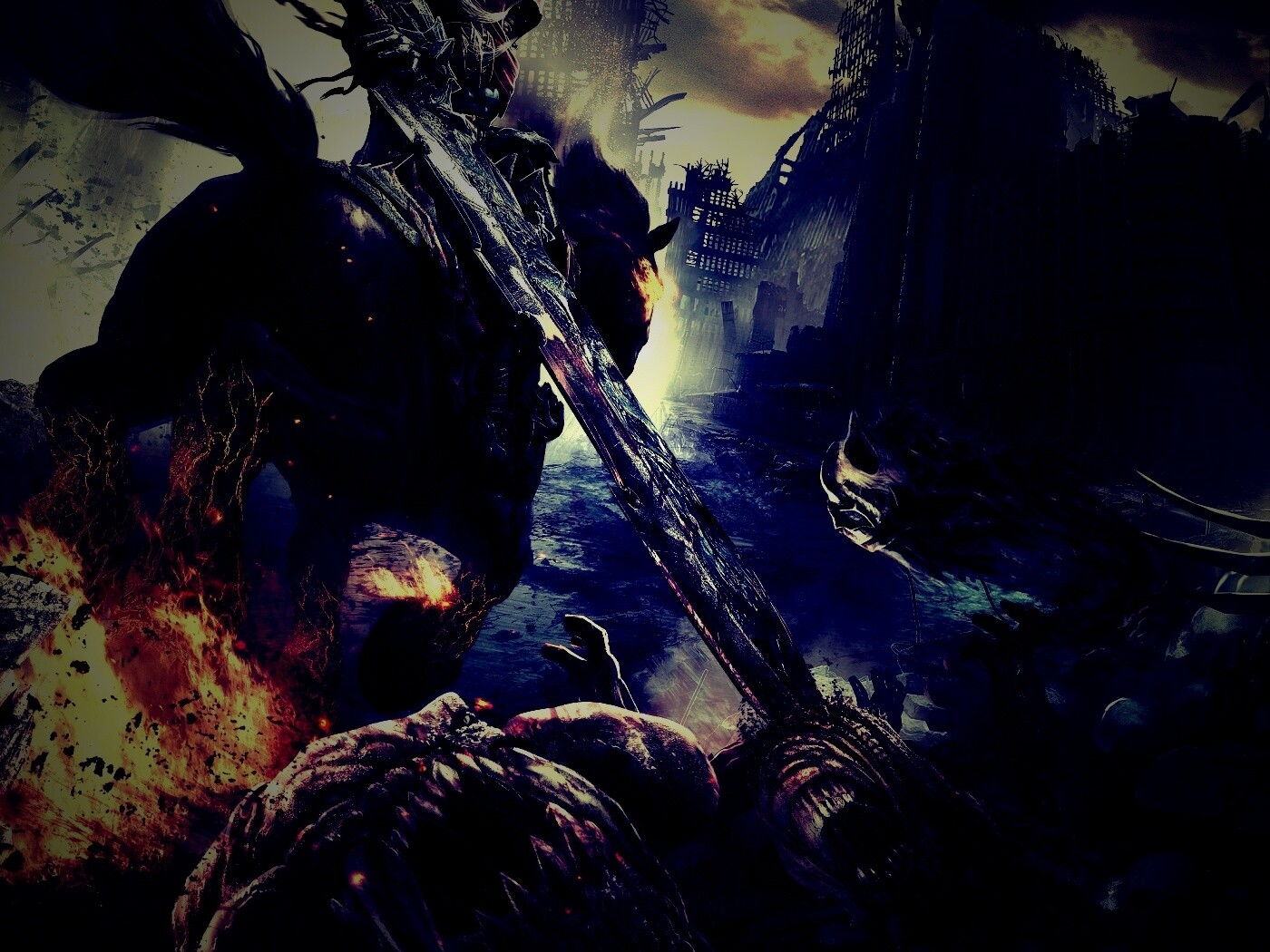 Темный рыцарь на демоническом коне обои