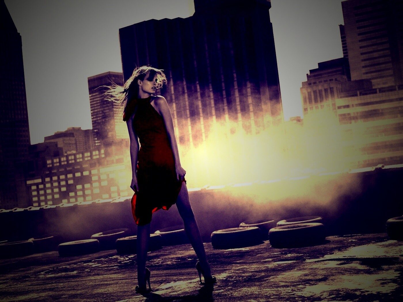 Девушка в красном обои