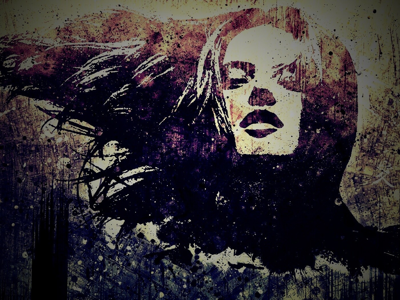 Стильный коллаж с девушкой обои