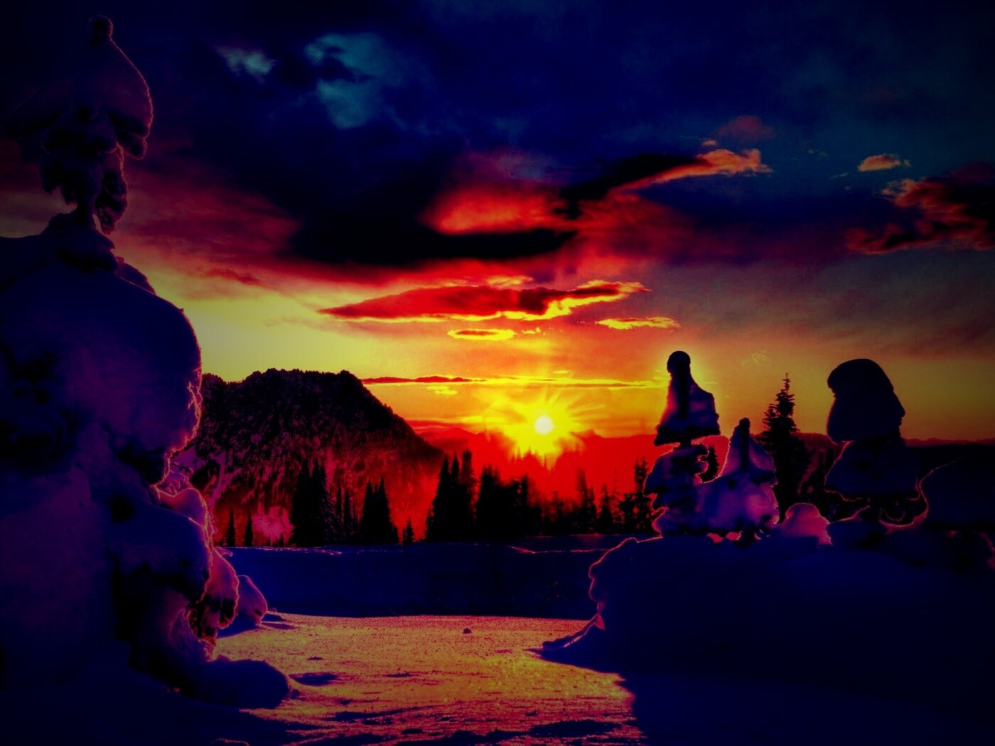 Зимнее солнце обои