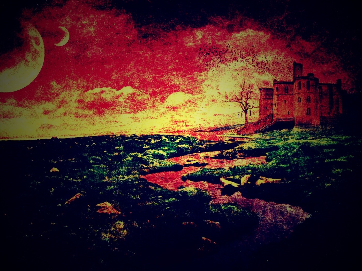 Старинный пейзаж с замком обои