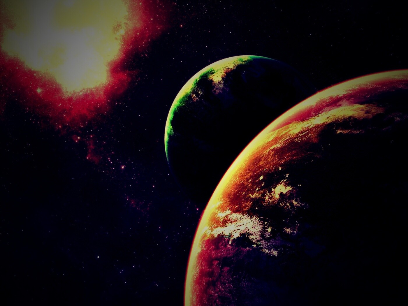 Две планеты в космосе обои