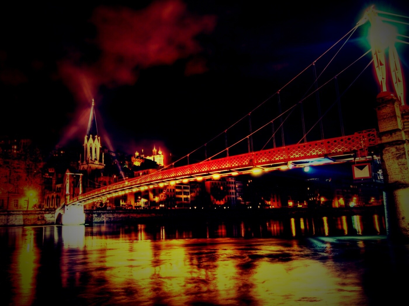 Ночная подсветка моста обои