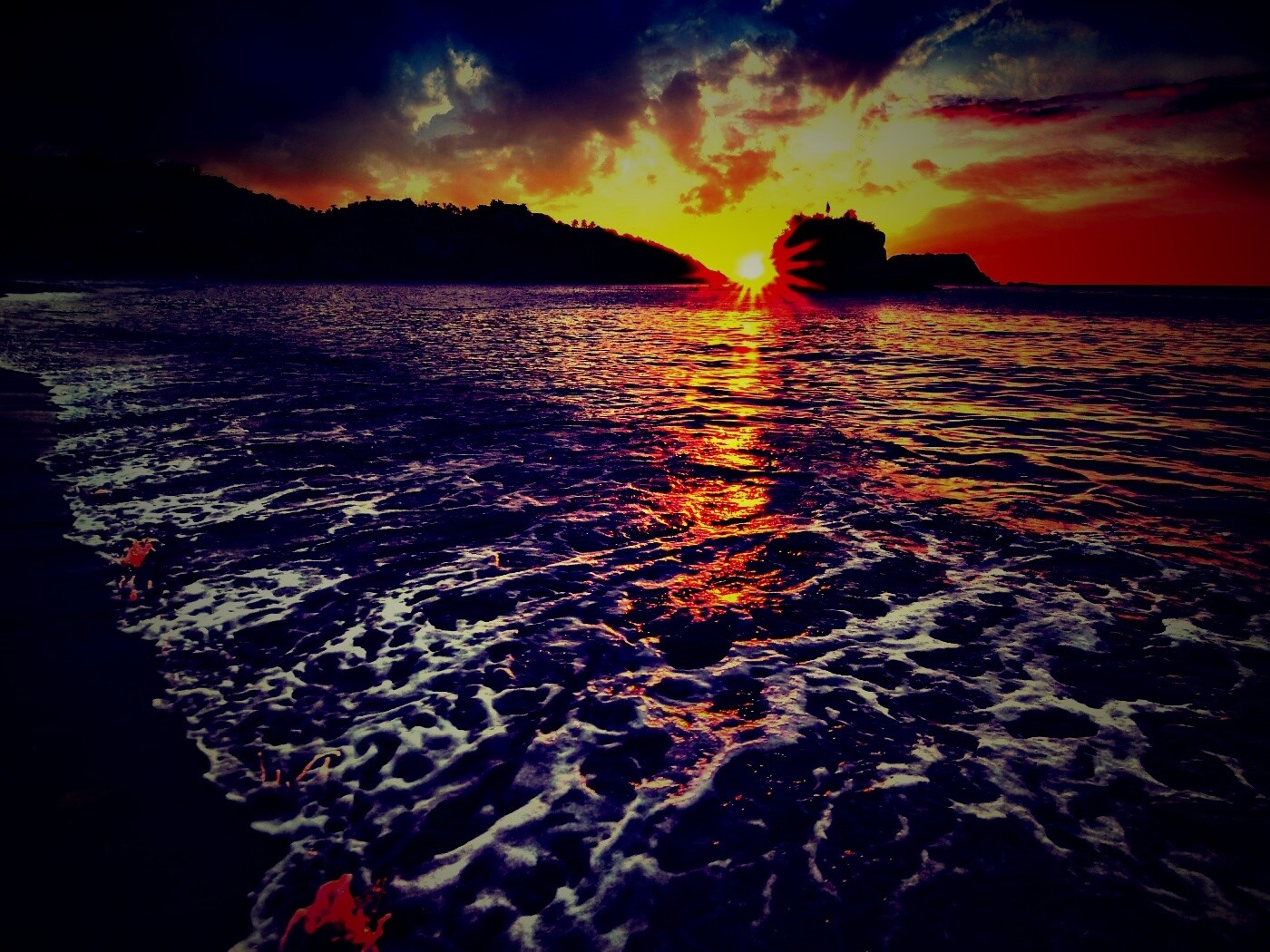 Закат в лагуне обои