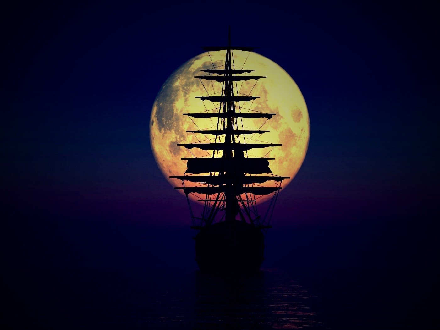 Корабль со спущенными парусами обои