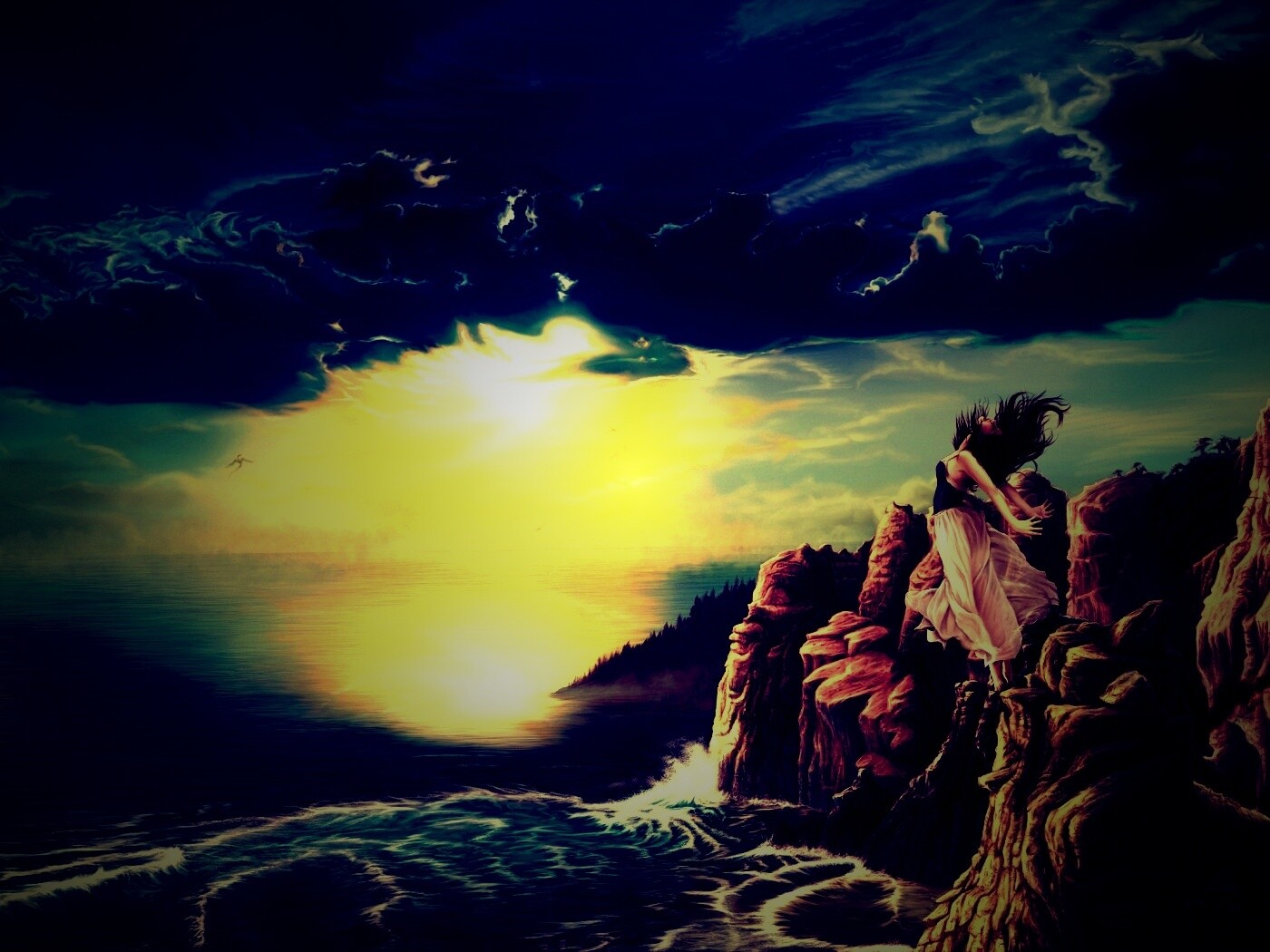 Прыжок с обрыва обои