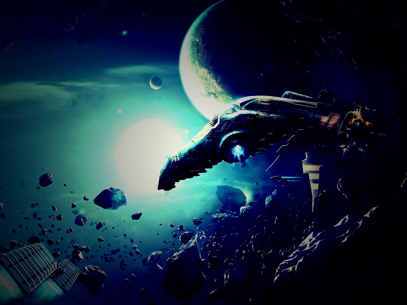 Космические корабли в поясе метеоритов обои