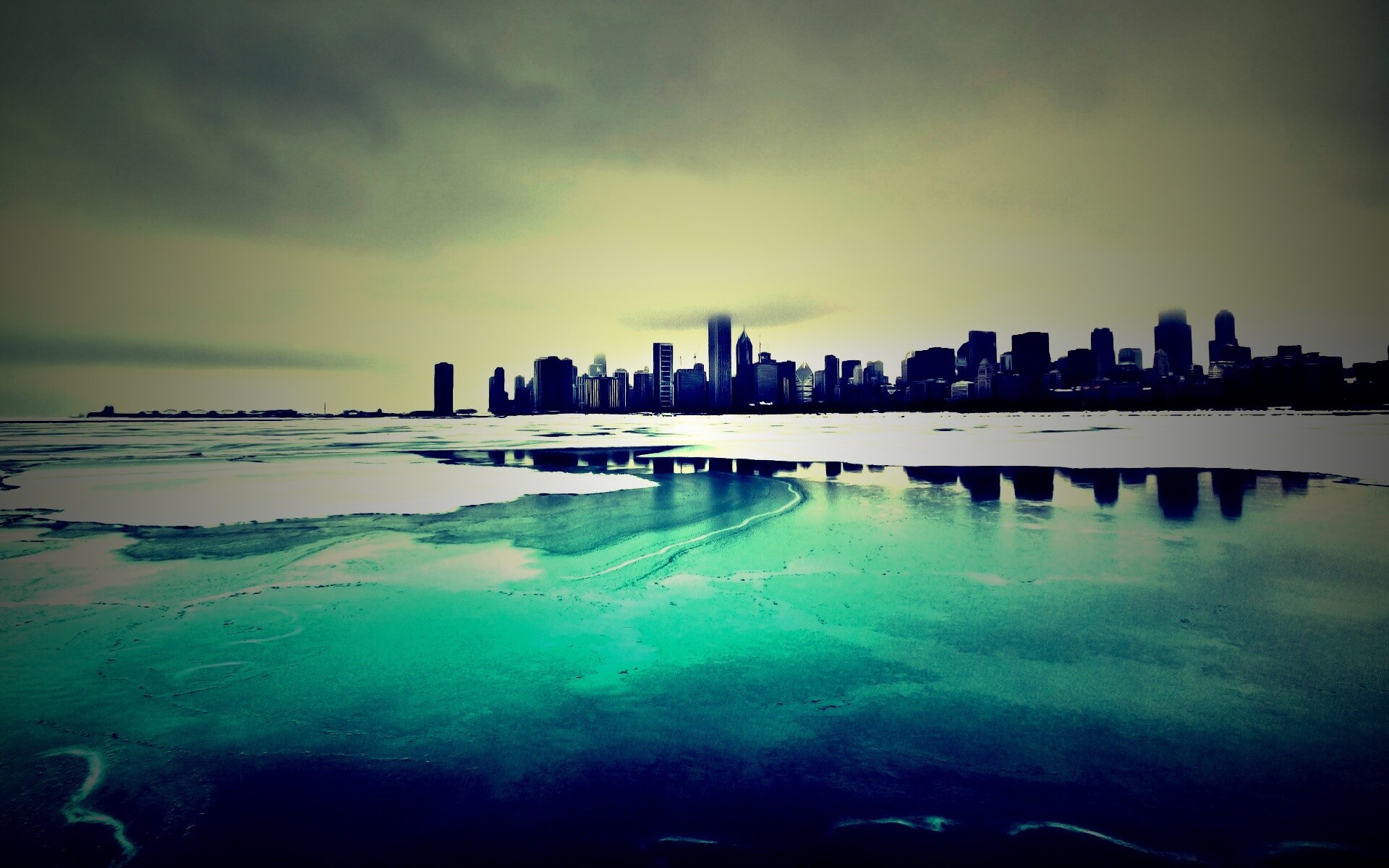 Зимний город обои