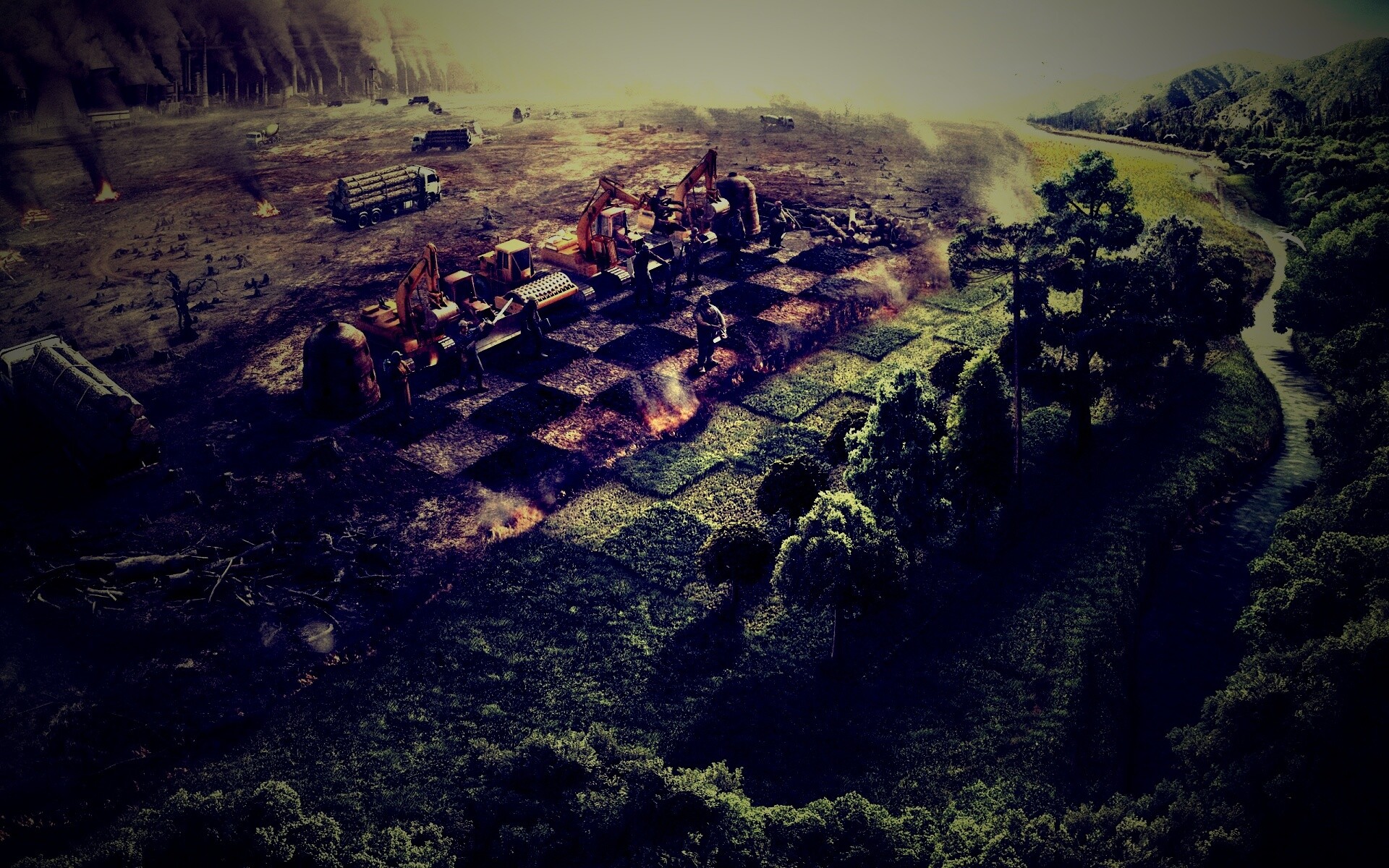 Цивилизация против природы обои