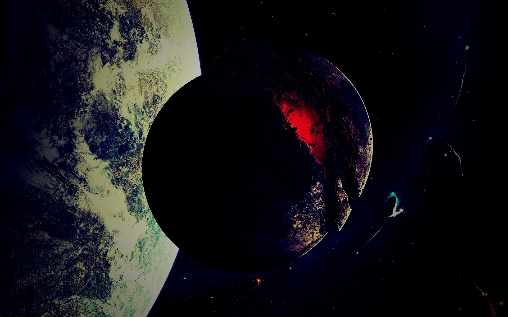Спутник раскалывается пополам обои