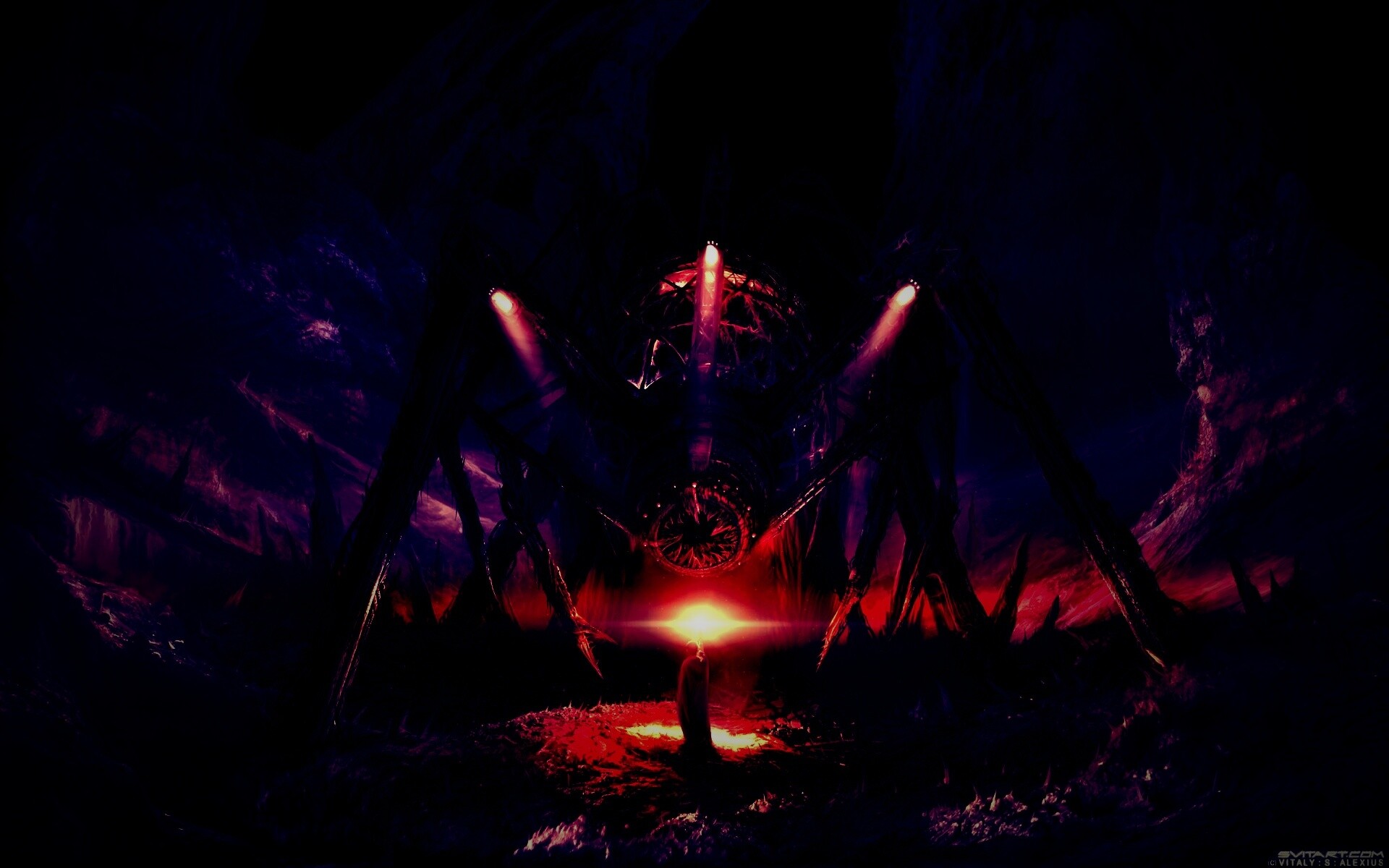 Свет против механического монстра обои