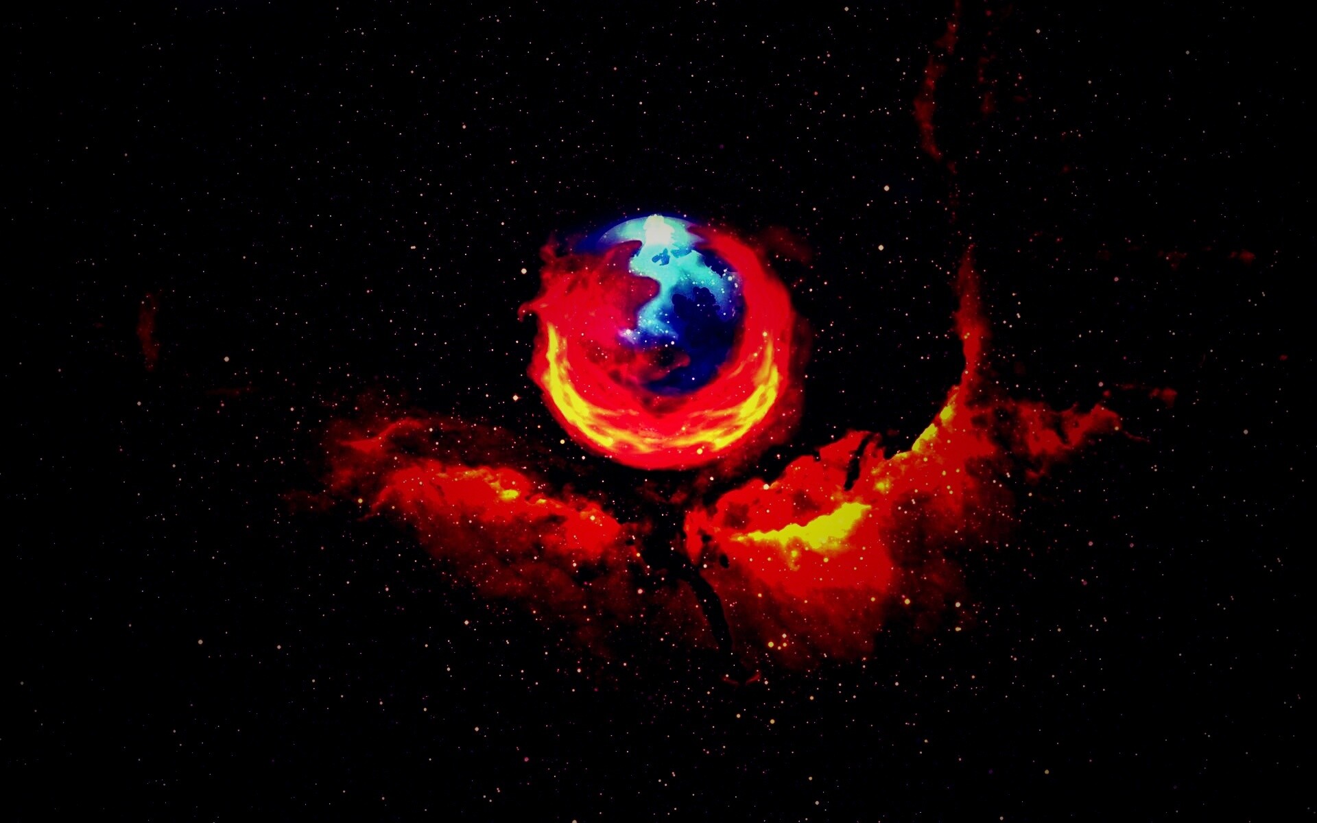 Firefox в космосе обои