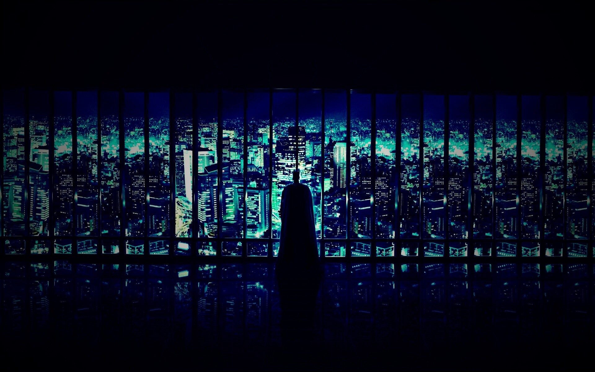 Бэтмен  смотрит на Готем обои