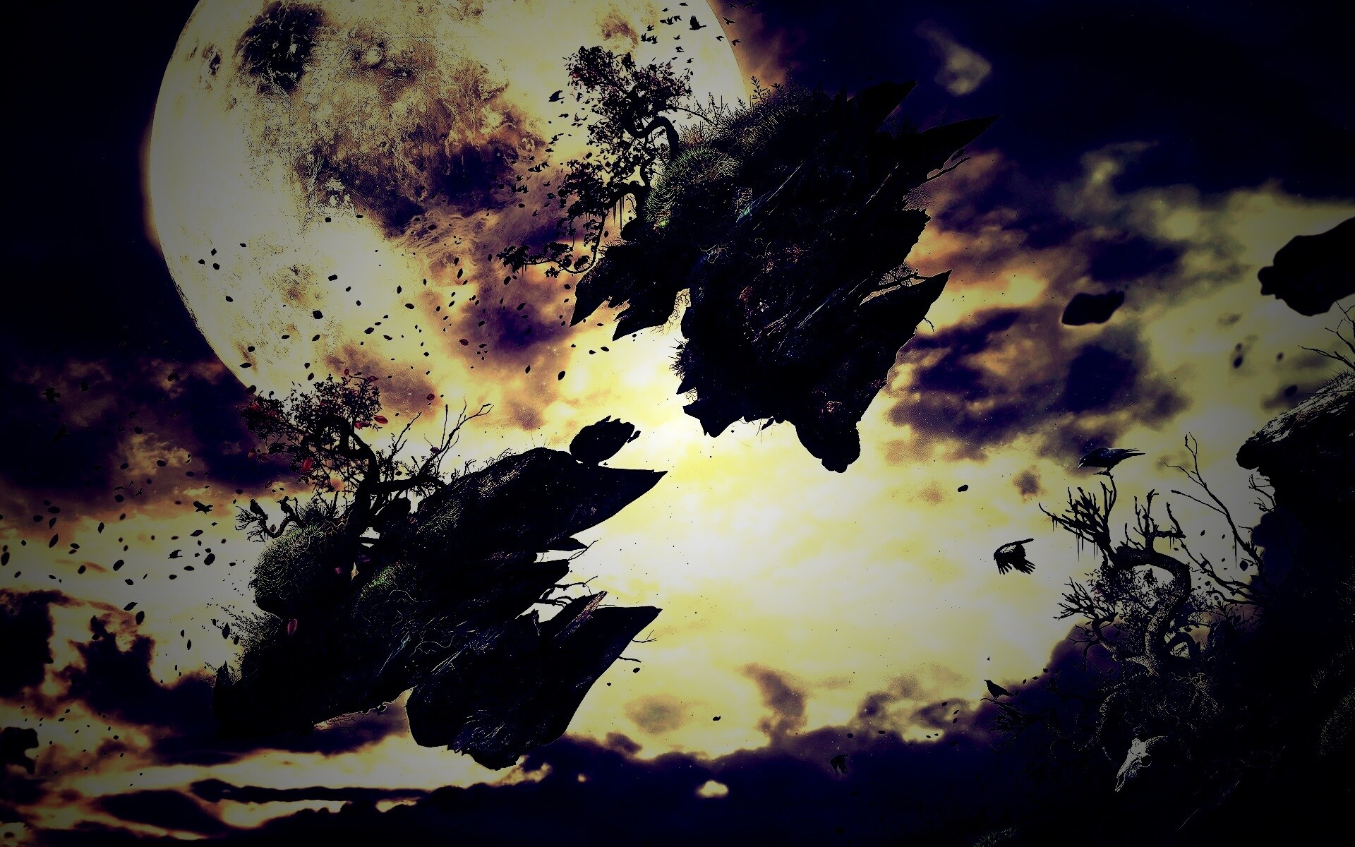 Летящие куски земли обои